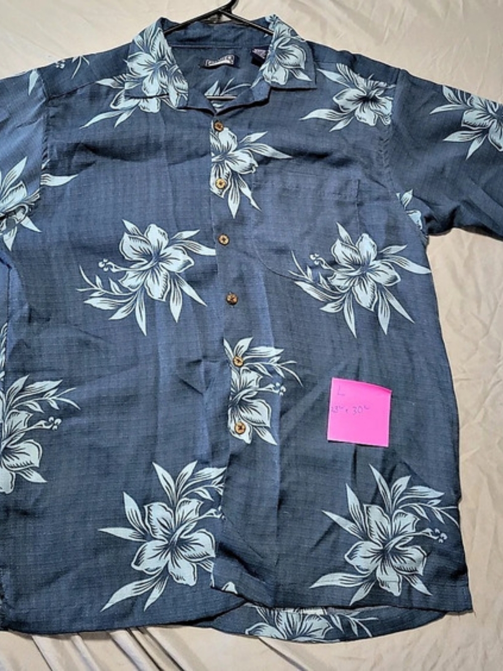 Premier International Short Sleeve Floral Shirt Blue & White Large